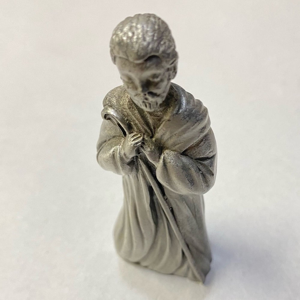 Pewter Saint Joseph Nativity Set Figurine Christmas Holiday Decor - Picture 3 of 7